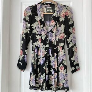 Reformation Palomar long sleeved mini dress with built-in shorts liner